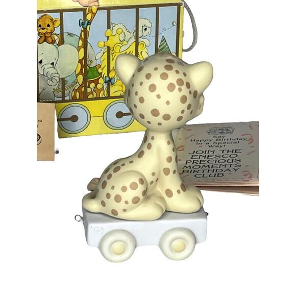 Precious Moments Birthday Train Lion 7 Yrs Old Porcelain Leopard Figurine Enesco - Picture 2 of 6